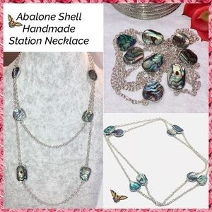 Abalone Shell Gemstone Handmade Station Necklace